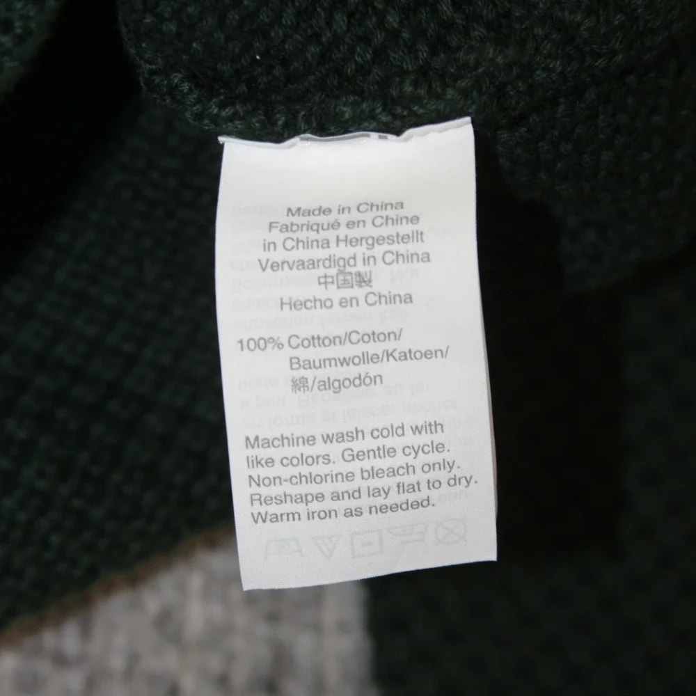 J Crew Sweater Mens M Green‎ Mock Neck Button Pullover Textured Knit